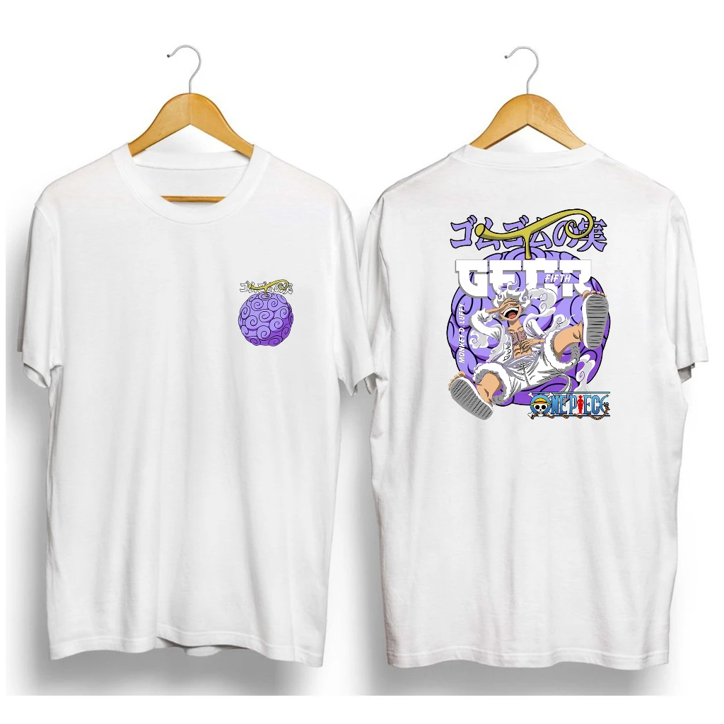 LUFFY NIKA DEVIL FRUIT ZOAN MODE GEAR 5 ONE PIECE NAKAMA KEREN Top de manga corta más reciente para hombre