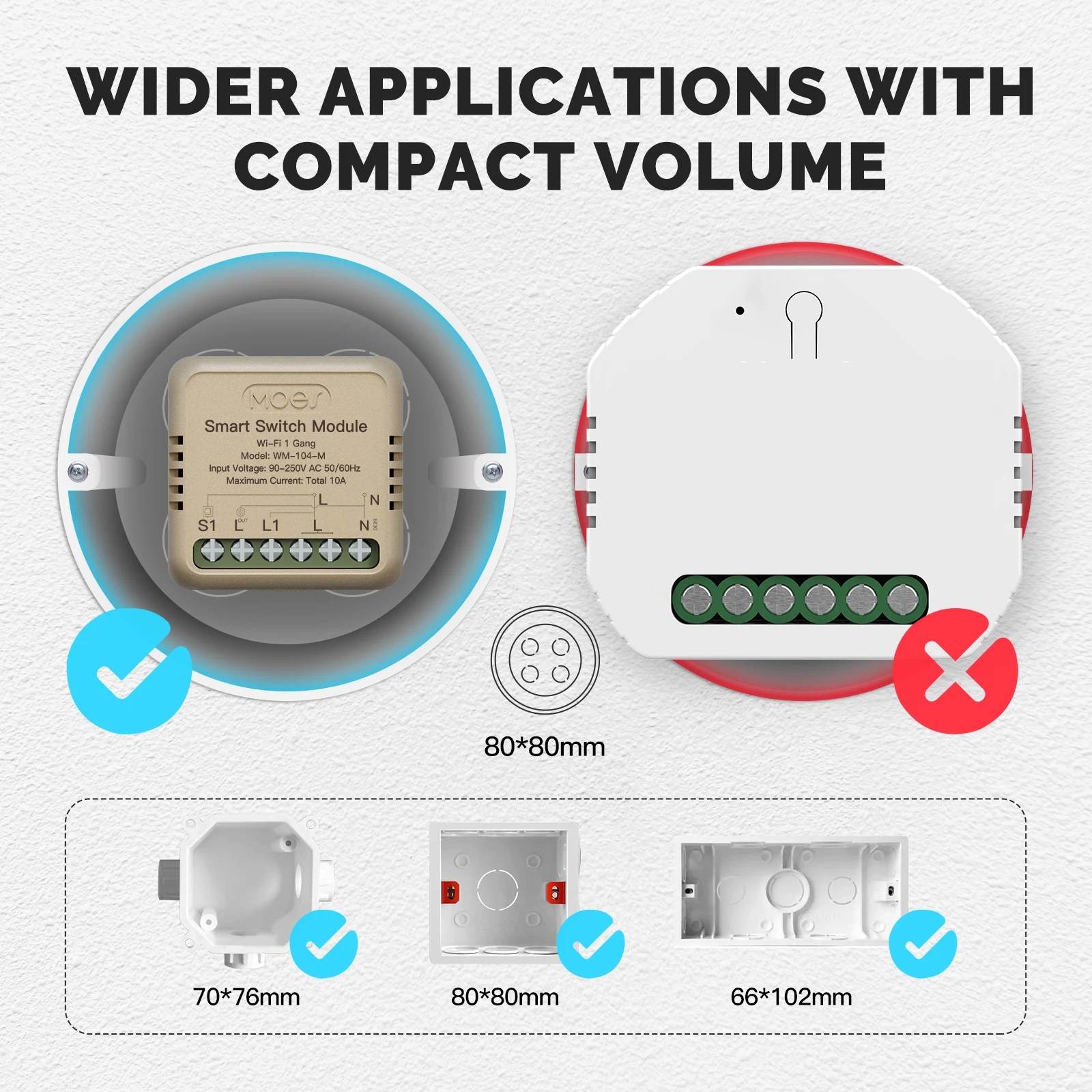 MOES Mini Tuya WiFi/Zigbee Smart Switch/Dimmer Module DIY Module Light Switch 1/2 Gang Remote Control Work Alexa Google Home