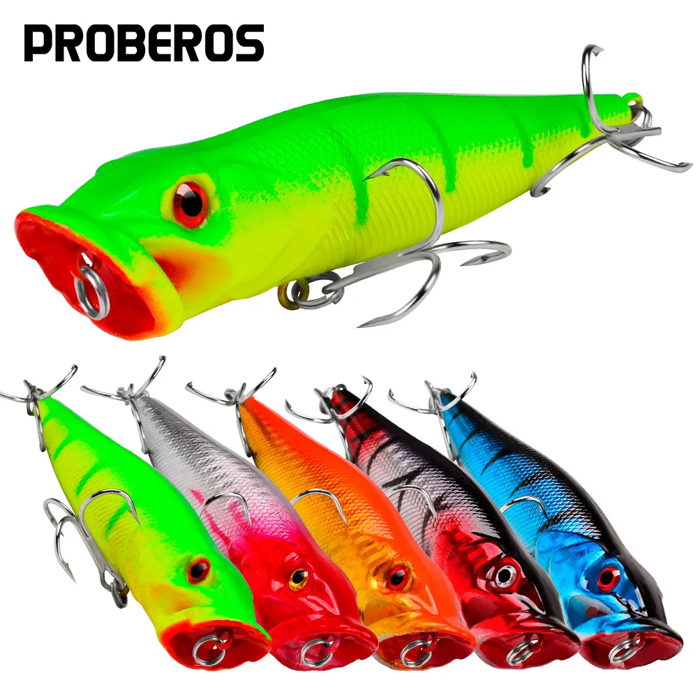 Proberos Popper Lure Topwater Bait Fishing Bait Hard Bait 90mm/11.5g Artificial Wobblers Plastic Fishing Tackle Tools