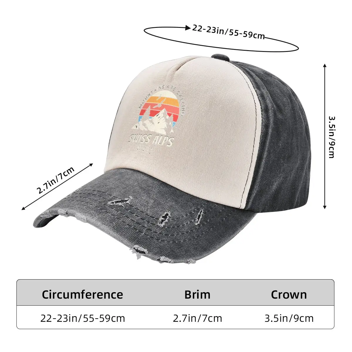 swiss alps vacation Baseball Cap Military Cap Man tea Hat Streetwear New In The Hat Women's Golf Wear Men's