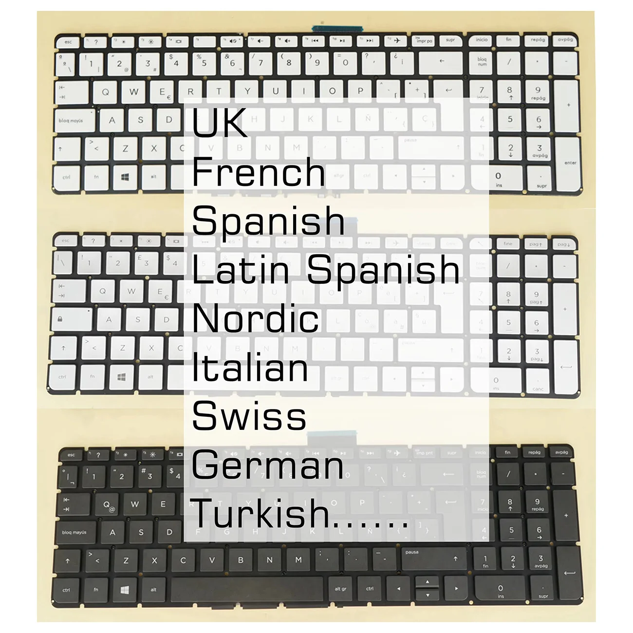 Teclado UK, francés AZERTY, LA, español, sueco, finlandés, danés, noruego para HP Pavilion Envy 15-ab, 17-g, 17-n, 17-r, 17-s, 17t-n, 17t-n, 17t-u con retroiluminación / sin retroiluminación