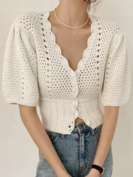 Women's small cardigan short mid-sleeve thin stretch stretch beach section summer