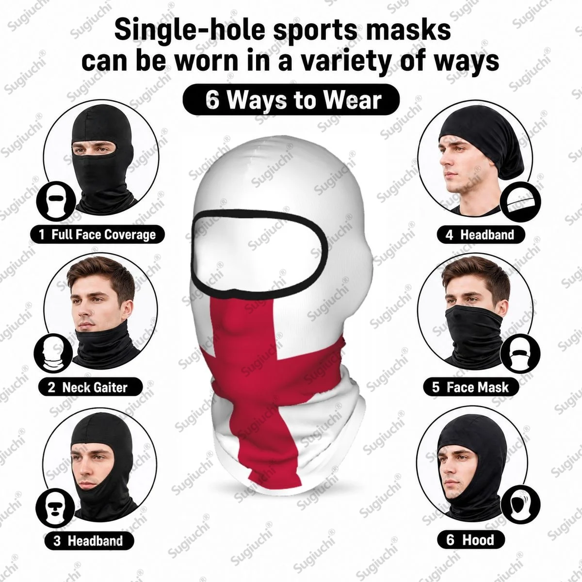 ENGLAND Cycling Balaclava Full Face Ski Cover sun protective scarf Windproof Breathable Anti-UV Motorcycle Helmet Liner view 3