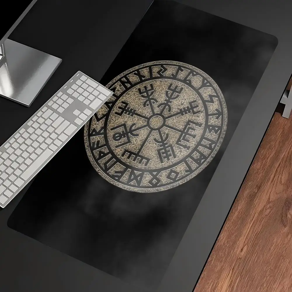 Viking Vegvisir Norse Rune Symbol Extended MousePad Non Slip Rubber Desk Mat For Gaming Laptop Keyboard Home Office Gaming Setup
