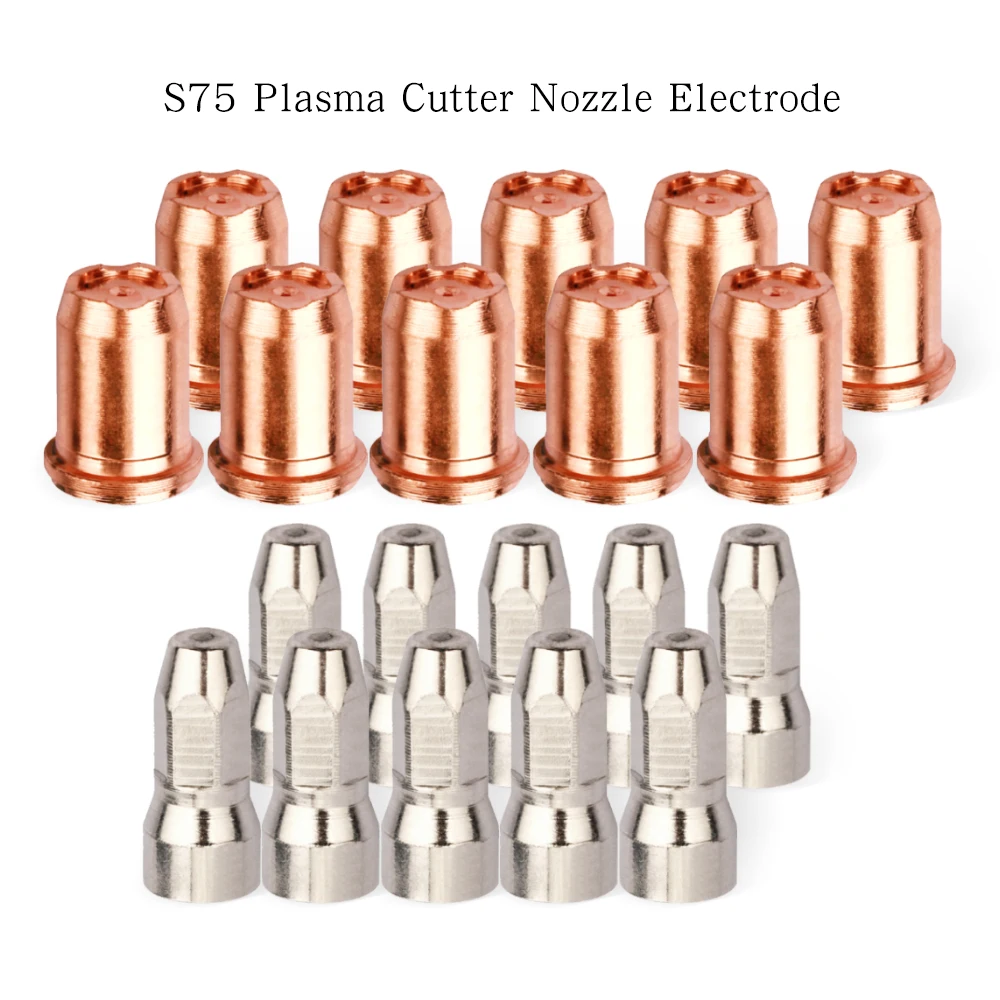 

20 шт. электродов S74 S75 C70 S105, сопла PR0117, наконечники 1.0/1.2 мм, для воздушно-охлаждаемых медных плазменных резаков, расходные материалы для резки