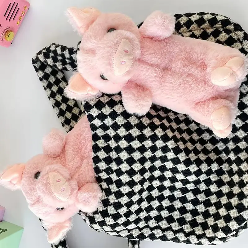 Cartoon Pink Pig Pencil Case Cosmetic Bag Storage Bag Cute Plush Pen Pouch Large Capacity School Supplies Stationery Storage Box