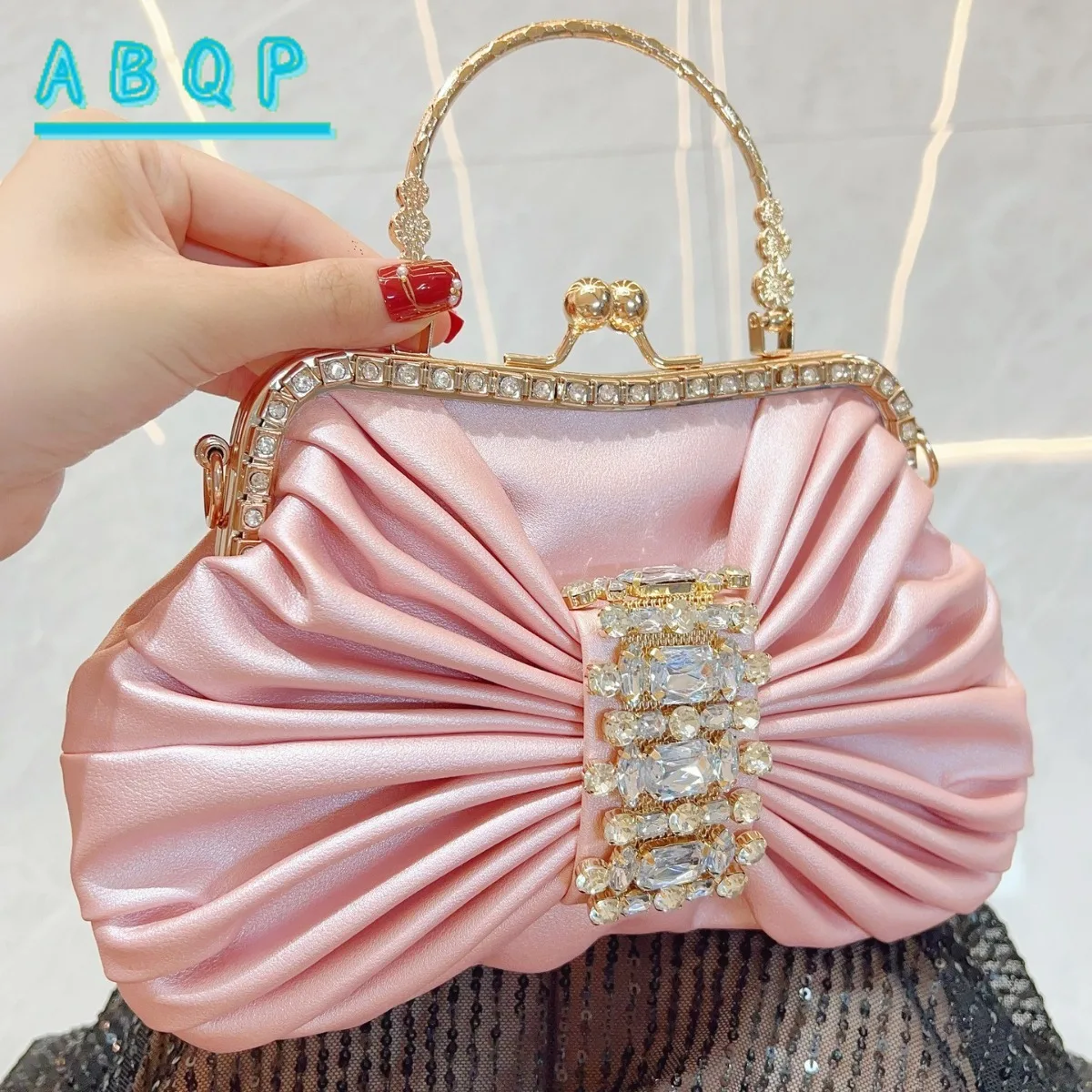 New Dinner Women's Bag Luxury Brand Fashion Handmade Diamond Women's Handbag Shiny Banquet Mini Shoulder Bag High Quality 4