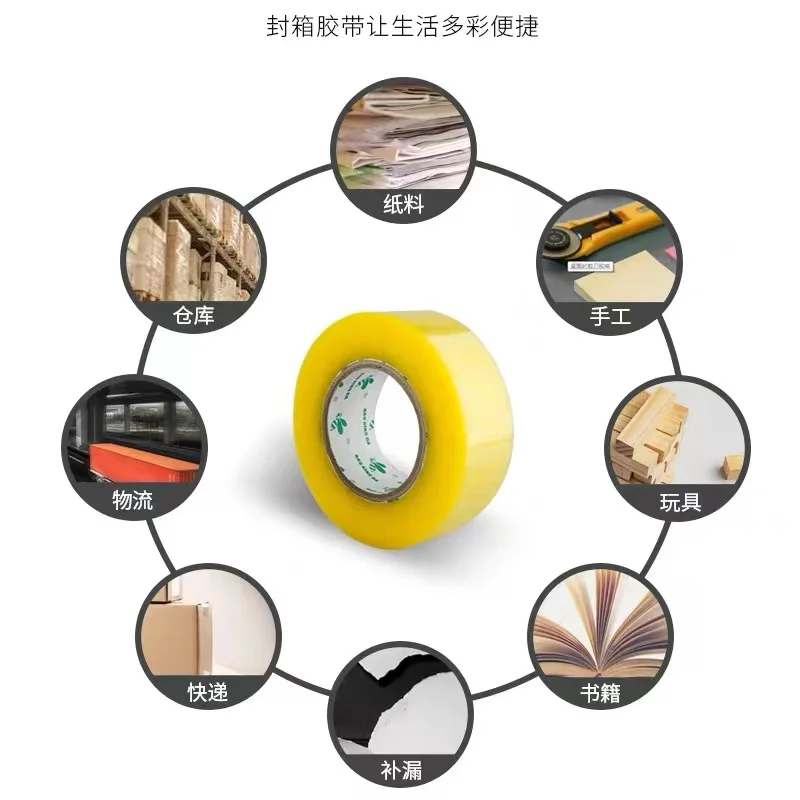 1 Pcs Transparent Yellow Transparent White Tape for Express Packaging of Large Rolls and Thick Box Sealing Yellow Tape