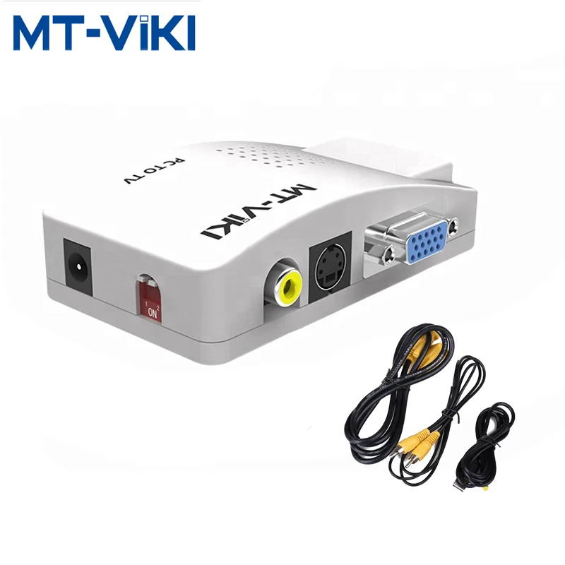 MT-VIKI PC Converter Box VGA to TV AV RCA Signal Adapter Converter Video Switch Box Composite Support NTSC PAL for computer