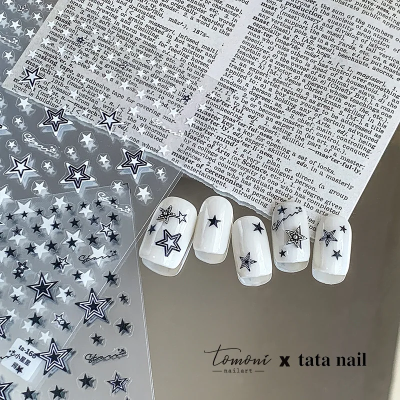 Black And White Simple Star High Quality Thin And Tough Nail Art Sticker Nail Decoration TA-165