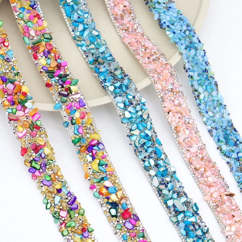 1 Yard Crystal strass Trim autoadesivo pietra colorata striscia di diamanti nastro da trapano per cucire abbigliamento fai da te abito per capelli