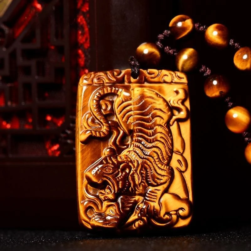 

Natural Yellow Tiger's Eye Pendant, Classic Retro Ethnic Style Pendant