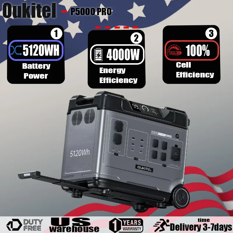 Oukitel P5000 ProE محطة طاقة محمولة 4000 وات 5120 وات الذروة 8000 وات LiFePO4 بطارية خارجية للتخييم المنزلي باور بانك متنقل #1