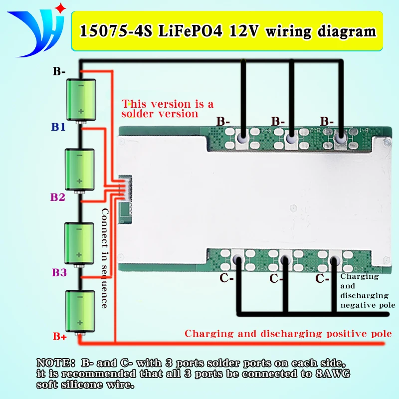 YUNHUI STAR bms 4s 12V lifepo4  with balance high current protection board motorcycle car and truck etc start-up 500 800A 1000A