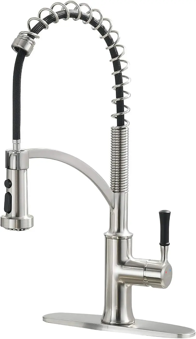 

Brushed Nickel Kitchen Faucet with Pull Down Sprayer, High Arc, Single Handle