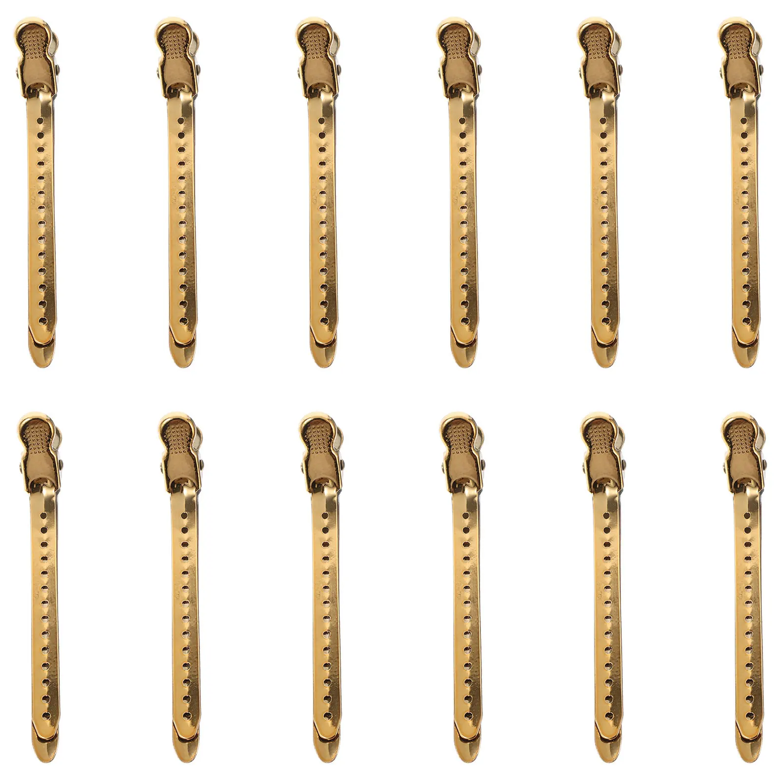 

12Pcs 9.5cm Lightweight Golden Duckbill Clips Practical Hairdressing Tools for Salon and Travel Hairdressing Clips
