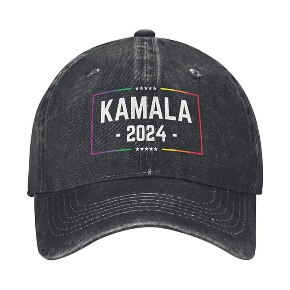 Fashion Kamala Harris 2024 For President Baseball Cap Dad Hat Headwear Election Distressed Washed Hats Vintage Travel Sun C V5Y3