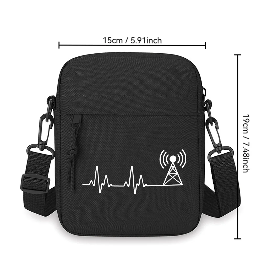 Signal wave tower heartbeat radio Men Crossbody Bag Single Shoulder Women Cartoon Anime Film Printing Design Unisex view 3