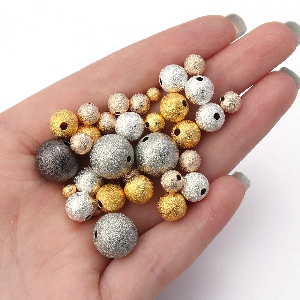 30-100pcs/Lot Round Matte Copper Beads for Jewelry Making 3 4 5 6 8 10 12mm Metal Bead Loose Spacer Beads DIY Bracelet Necklace