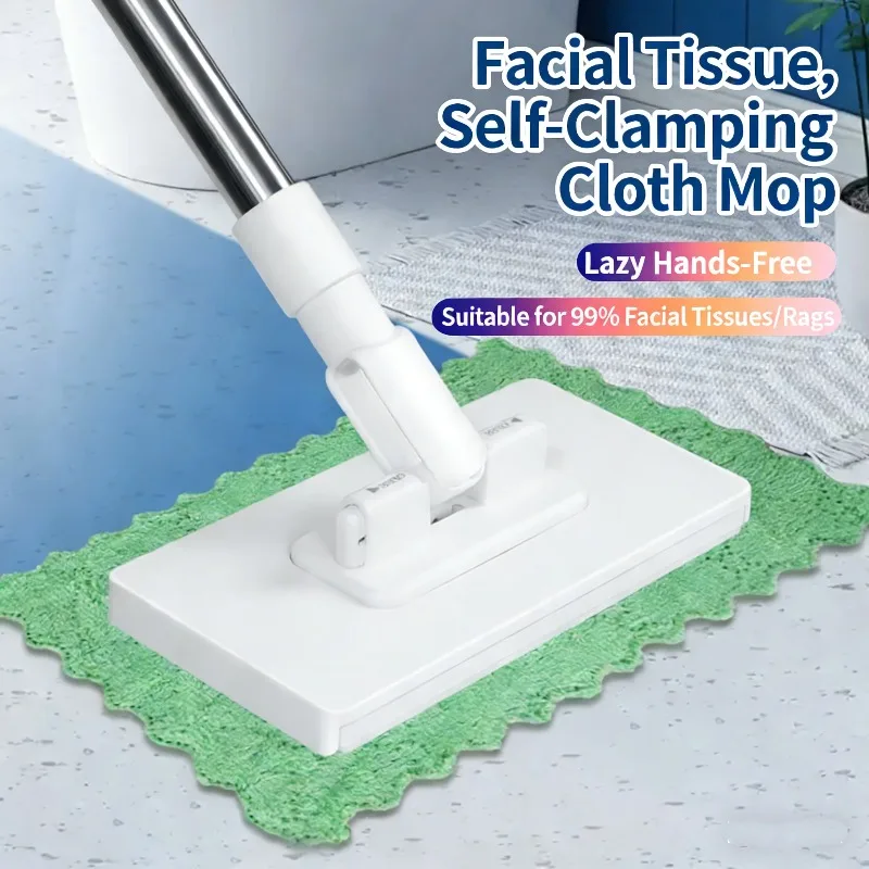 No-Hand Auto Clip Cleaning Mop Multi-Functional Mini Facial Towel 1-Second Install Fabric Mop Home Floor Cleaning No Rag Needed