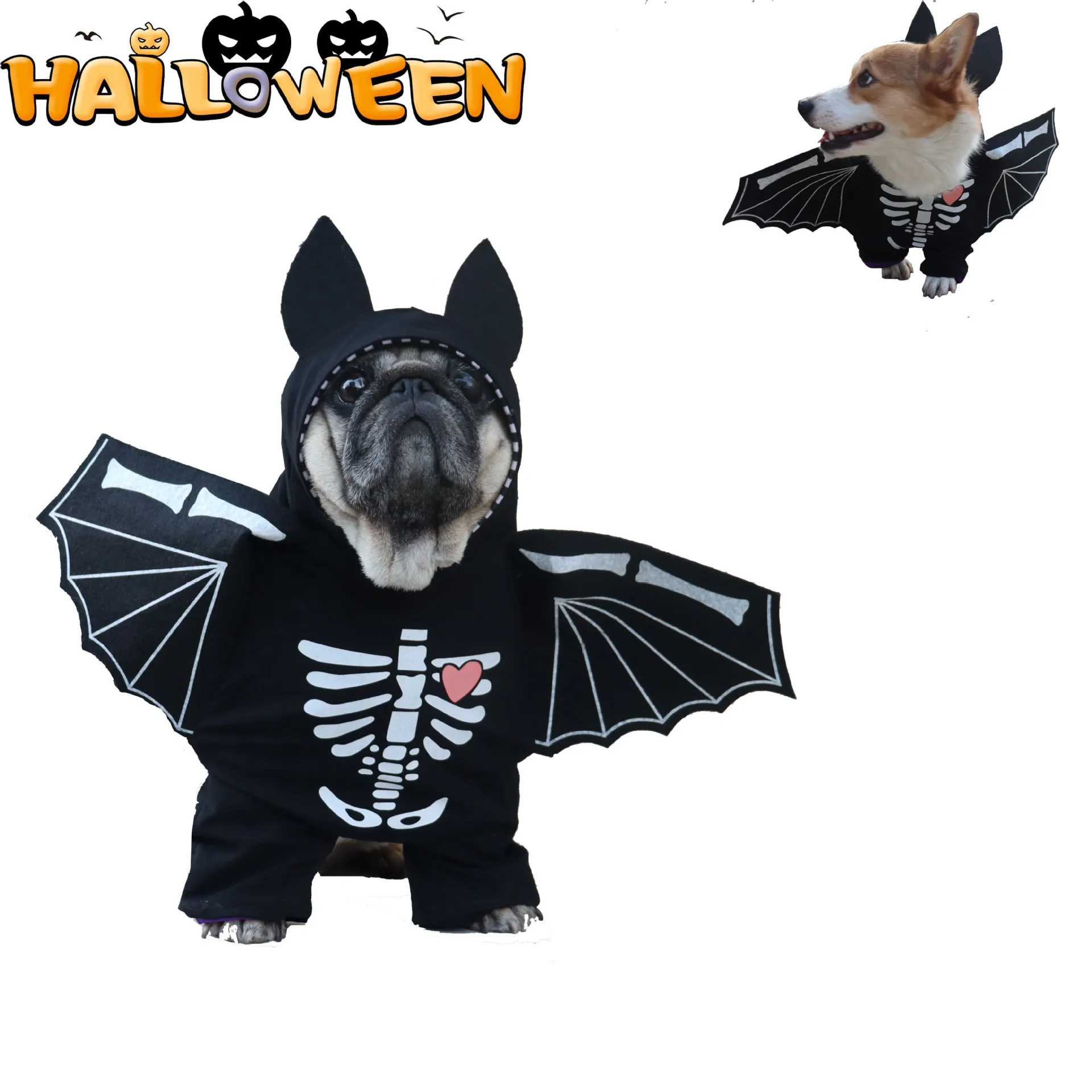 

Halloween Pet Funny Bat Transfiguration Cat Dog Ghost Festival Funny Upright Transfiguration Pets Cloth Bat Cosplay