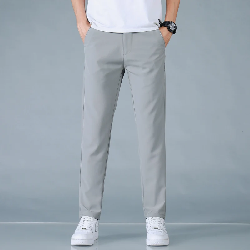 2025 Spring Summer Ultra-thin Men's Casual Pants Slim Straight Leg Elastic Waist Sports Jogging Trousers Fashion Men Golf Pants