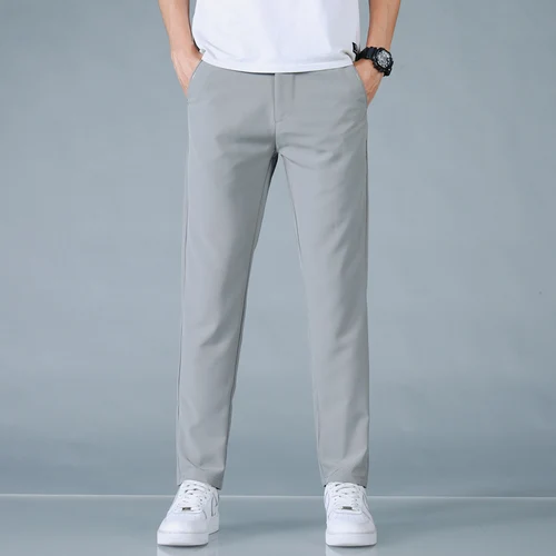 Imagen 2 del producto 2025 Primavera Verano pantalones casuales ultrafinos para hombres pierna recta delgada cintura elástica pantalones deportivos para correr pantalones de Golf para hombres de moda
