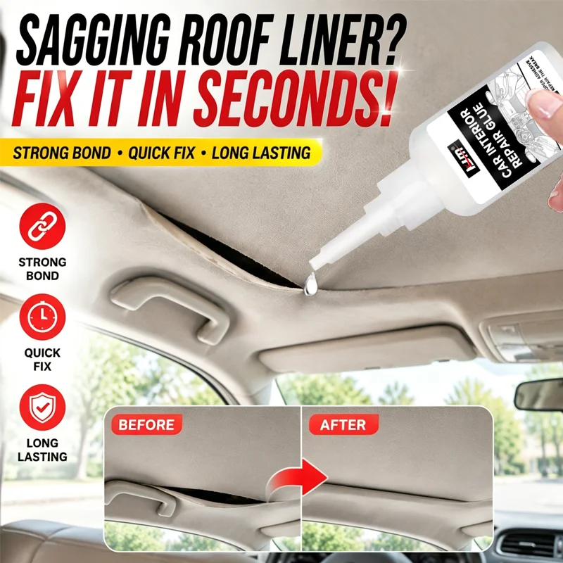KJM Car Headliner Repair Glue Quick Dry Heat Resistant Adhesive For Roof Fabric Interior Trim Seat Edge Leather Plastic