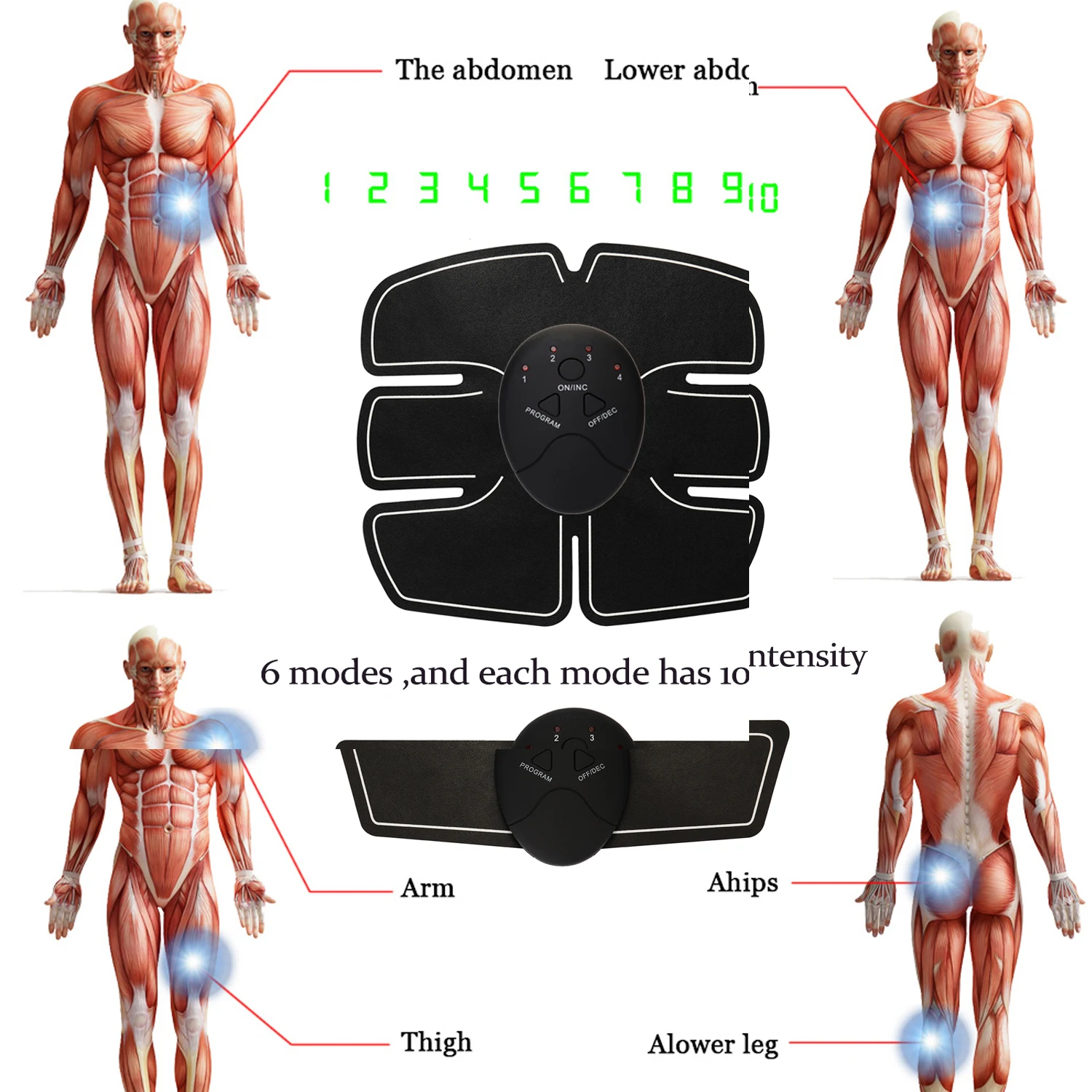 15pcs EMS Wireless Muscle Stimulator Abdominal Toning Belt Muscle Toner Body Muscle Fitness Trainer For Abdomen Arm Leg Unisex