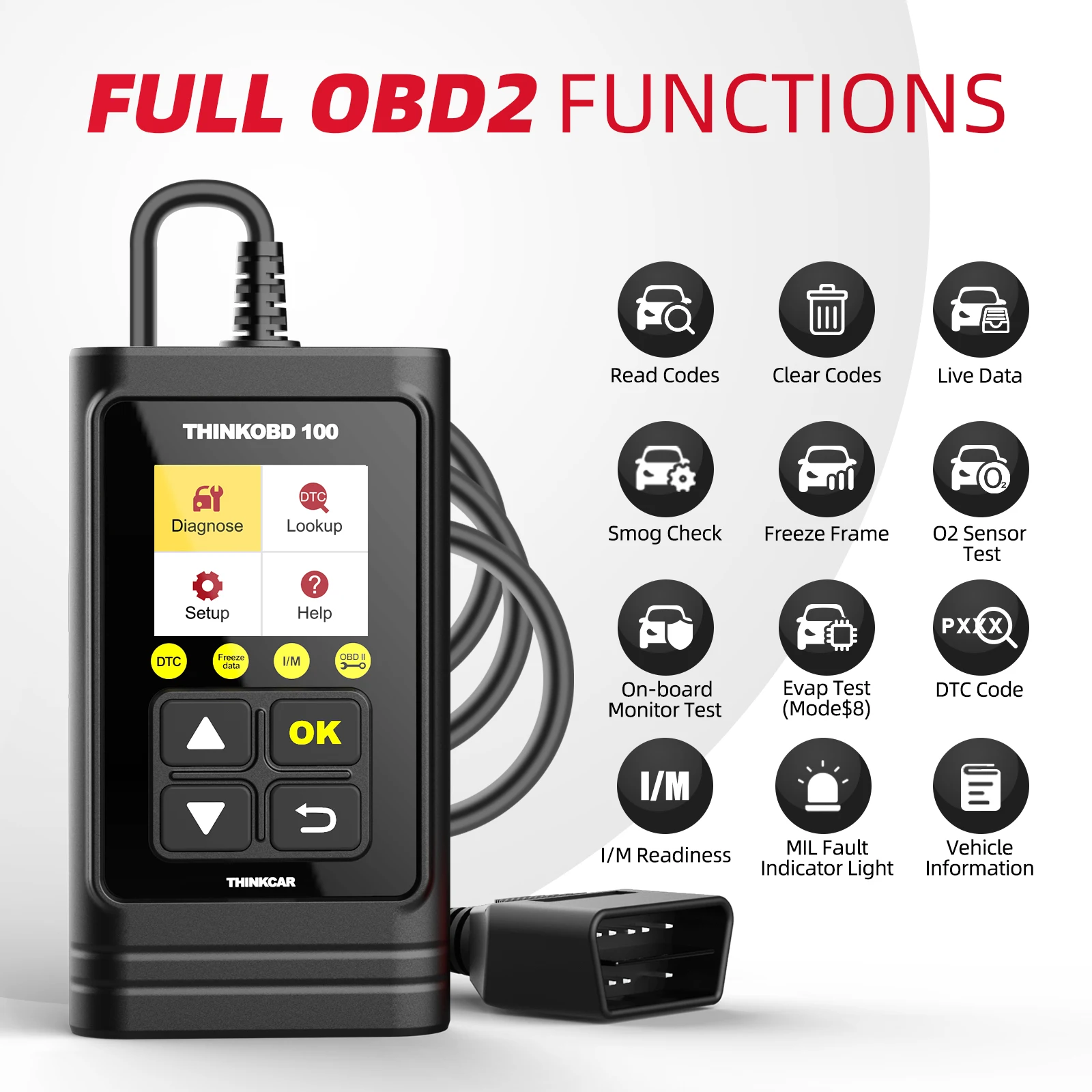 ThinkOBD 100 Auto Diagnostic Vehicle Fault Engine Code Reader OBD2 Scanner Tool Multi-language Support Diagnostic Tool