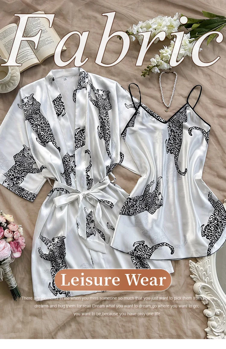 Ensemble de chemise de nuit pour femmes, ensemble pyjama Long semblable à la soie, col en v, Sexy, chemise de nuit et Robe deux pièces, tenue de maison