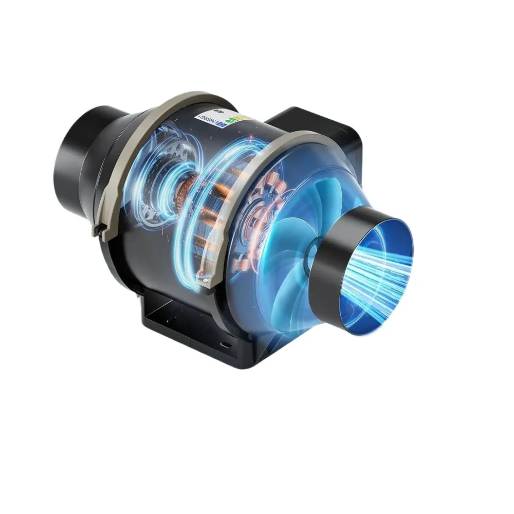 4 Inch EC Inline Duct Fan Kit CM‑DF‑100 Activated Carbon Filter With Knob Speed Controller Odor‑Removal Ventilation Exhaust Set