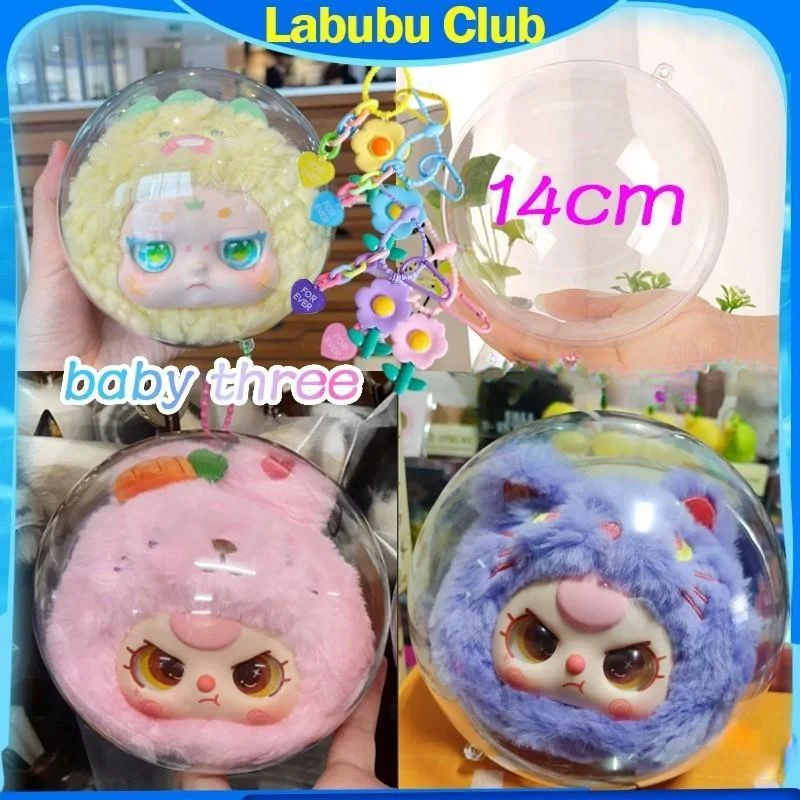 Bola Bobo Acrílico transparente para Baby Doll, exibição à prova de poeira, 3 acessórios de boneca, sem boneca, 10 cm, 14cm