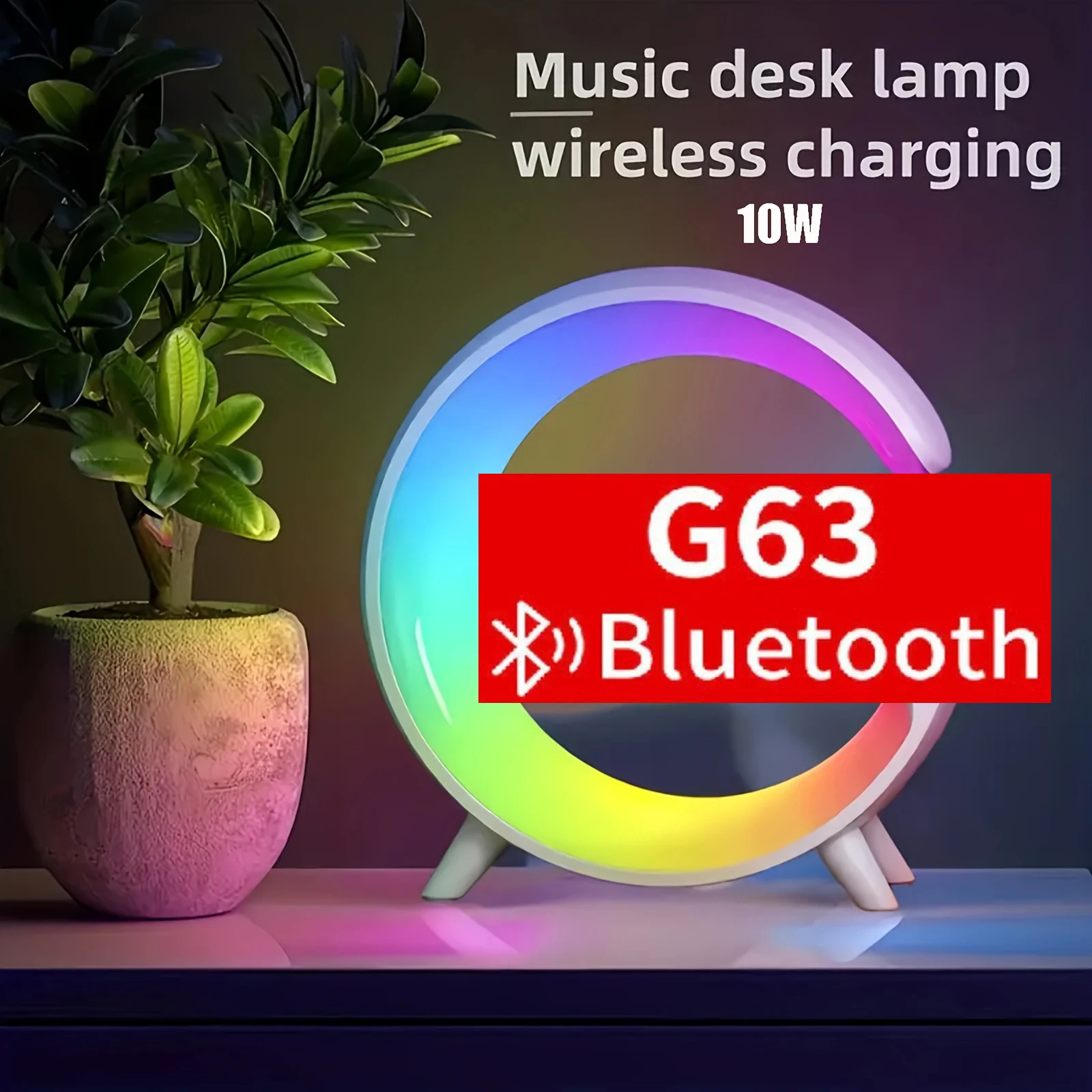 15W Wireless Charger Pad Multifunction Speaker RGB Night Light Alarm Clock Home Stereo Loudspeaker Subwoofer for IPhone Huawei