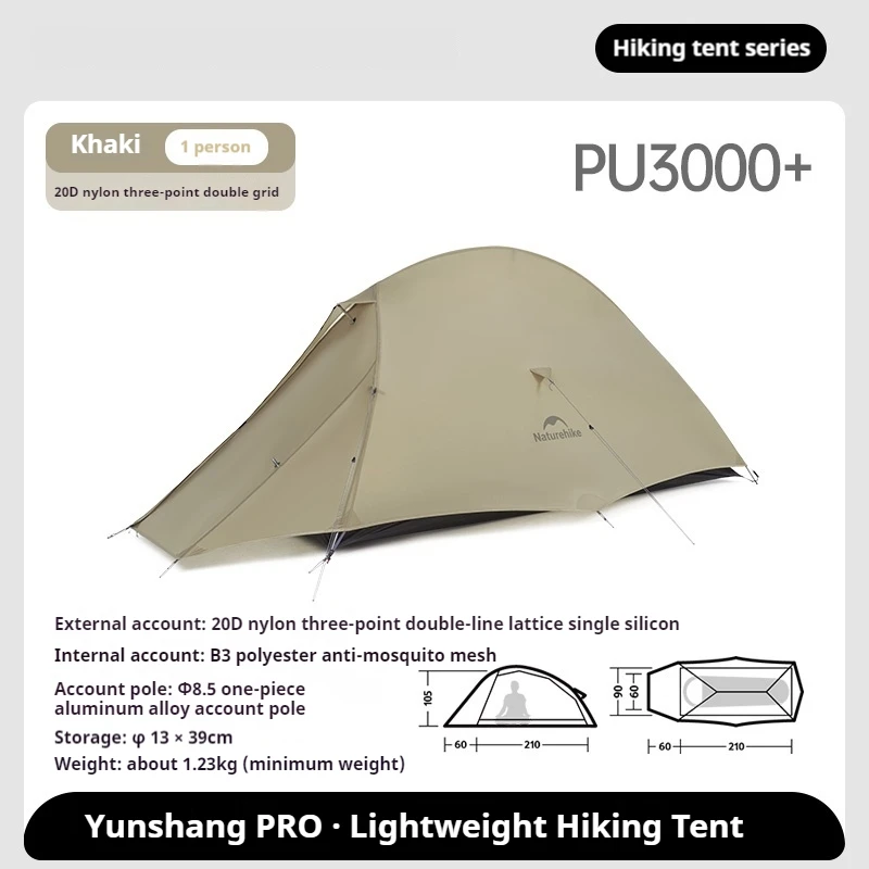 Naturehike Cloud Up Pro Zelt 1/2 Personen 20D Nylon Doppelschichten Leicht Wandern Wasserdicht Schnellbau Reisezelt Atmungsaktiv 7