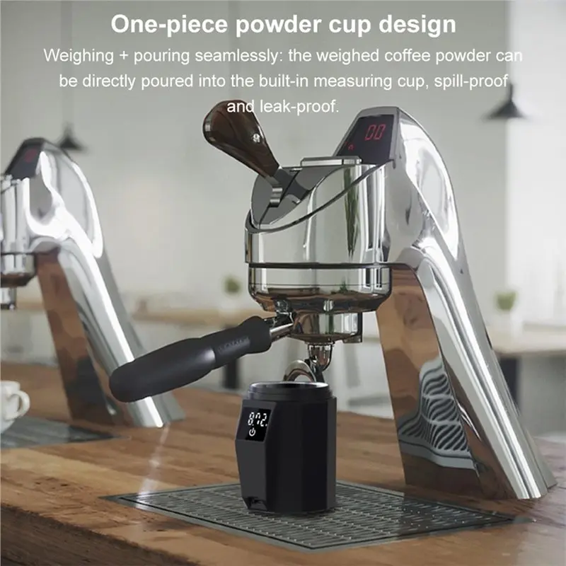 BBNV-Digital LCD Coffee Weighting Scale Rechargeable Electronic Weighing Dosing Cup 500G 0.1G Espresso Scale