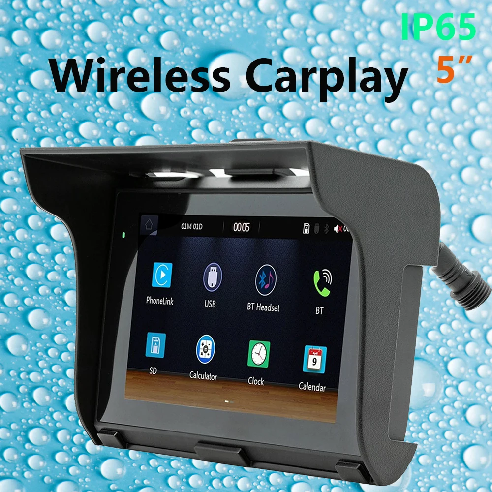 5-inch Motorcycle Navigation Portable MP5 Player Wireless Car Android Car Motorcycle Radio IP65 Waterproof Portable Multimedia