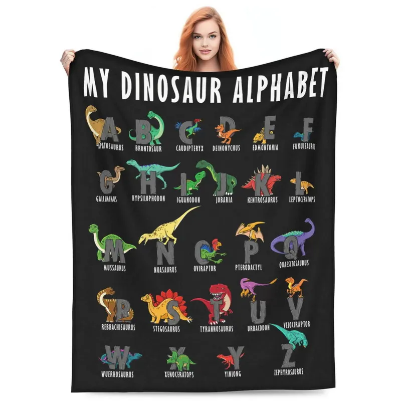 Rainbow Jungle Dinosaur Flannel Throw | Different Size Blanket for Boys & Teens Room, Warm & Cozy Sofa Decor