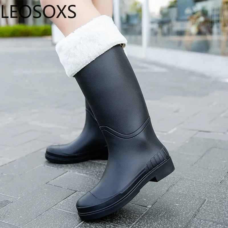 Woman Work Shoe Velvet Thickening Water Proof Women Chef Shoes Keep Warm Slip-on Rain Boot Womens Lightweight Cool Easy To Clean