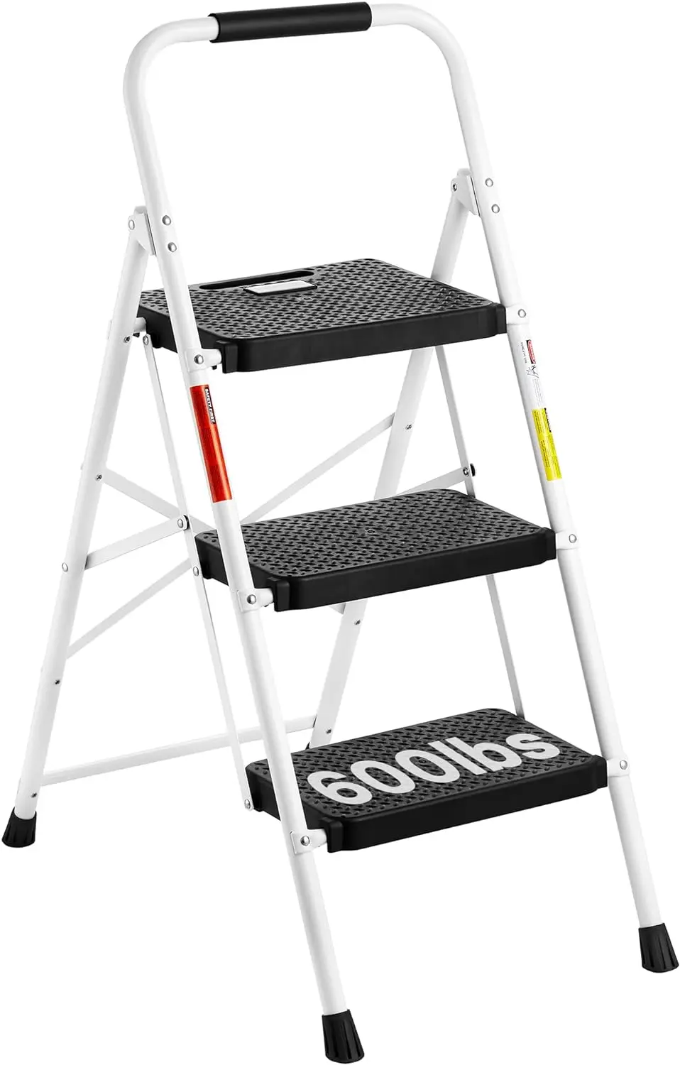 

BONTEC 3-Step Ladder, Folding Step Stool with Wide Anti-Slip Pedals, Max Load Capacity 600lbs Sturdy Steel Ladder, Convenient