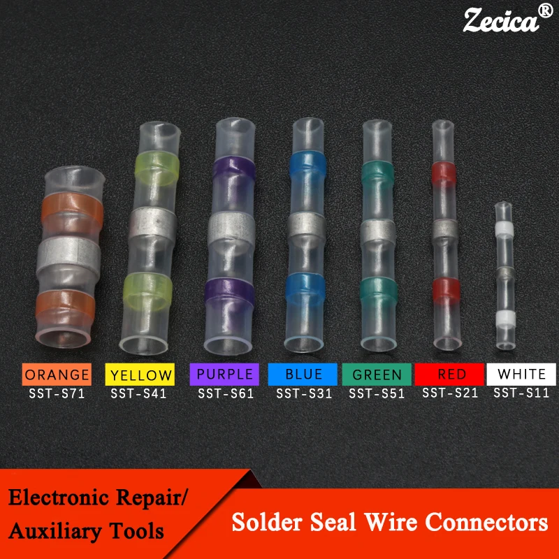 Solder Seal Wire Connectors 3:1 Heat Shrink Insulated Waterproof Electrical Wire Terminals Butt Splice