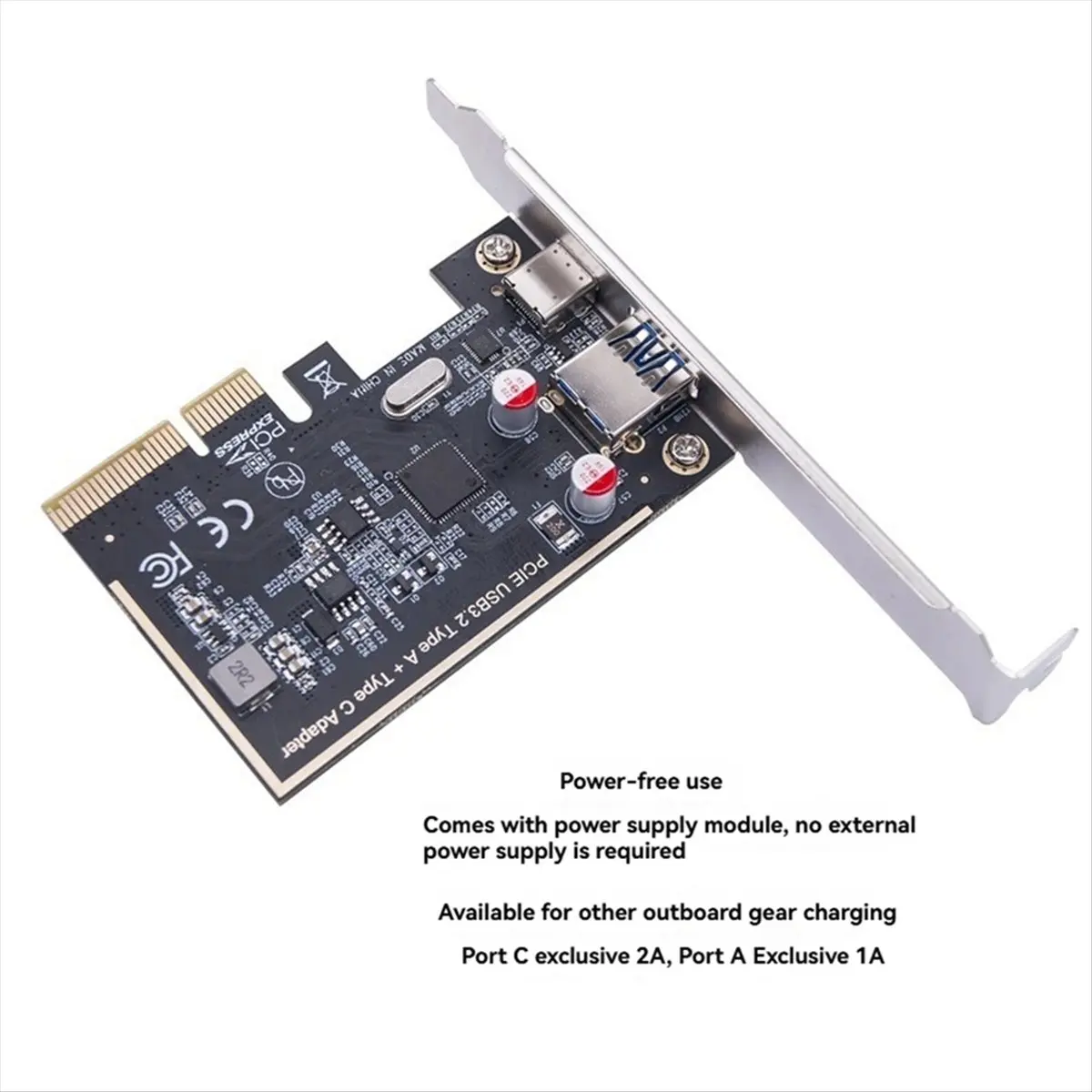 PCIE USB 3.2 GEN2 10G + Type C 10G Adapter PCI Express X4 Expansion Card Riser ASM1142 Chip Controller for Desktop-ABFB