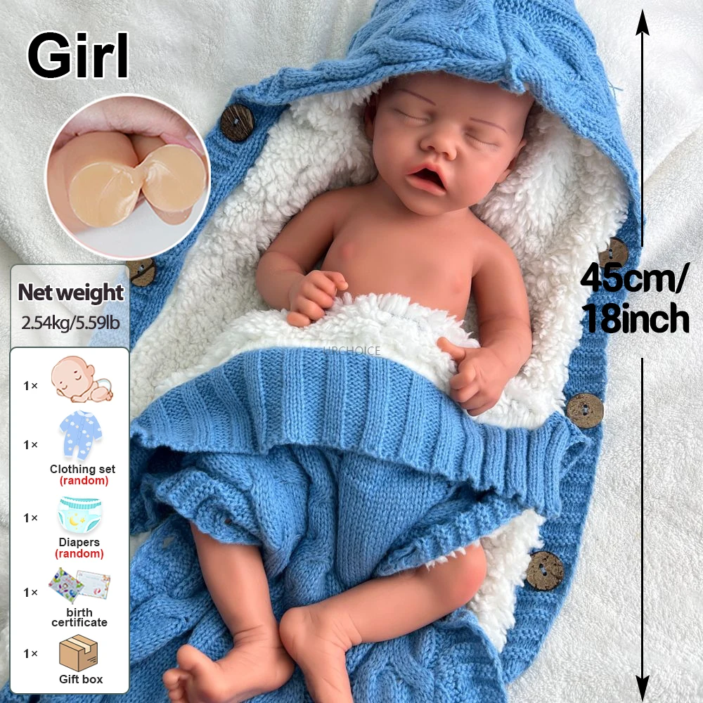 3D Huid Handgemaakte Geschilderde Baby Meisje 18Inch Full Body Zachte Siliconen Reborn Pop Levensechte Wasbare Gewogen Pop voor Collectie