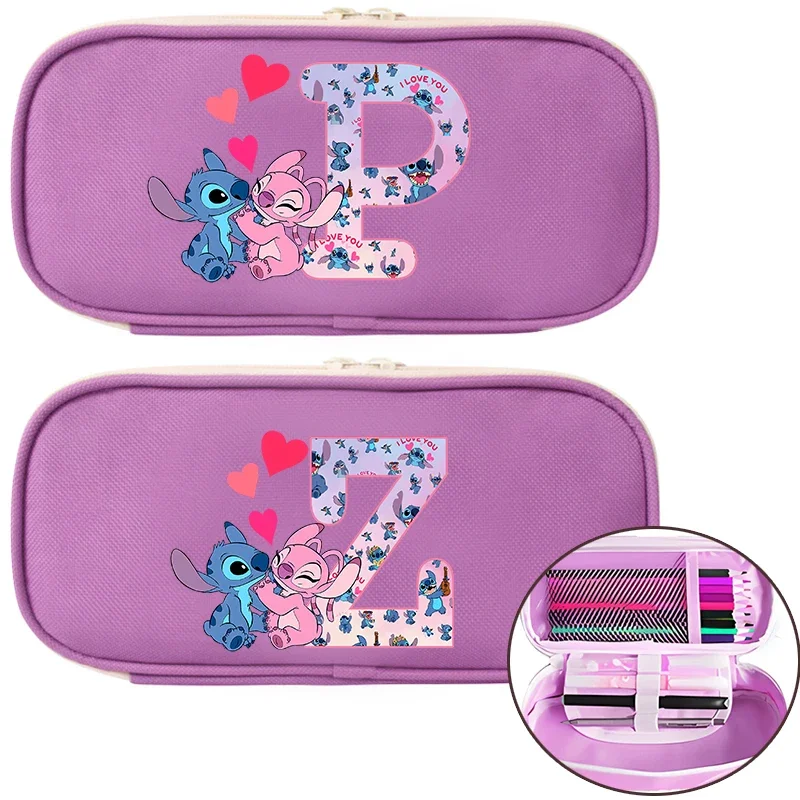 Lilo&Stitch Pencil Box Letter A B C Student School Supplies Stationery Kids Penbag Pencilcase Kawaii Boy Girl Birthday Cute Gift