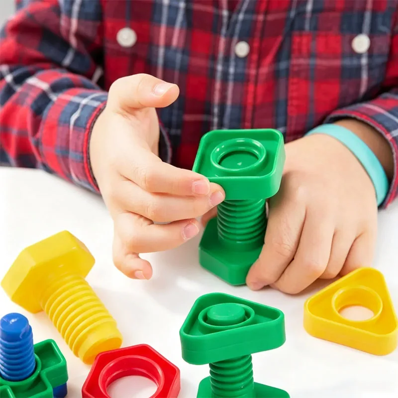 20/10Pair Plastic Jumbo Nuts And Bolts Toys Kids Screw Building Blocks Fine Motor Skills Occupational Therapy Educational Gifts view 2