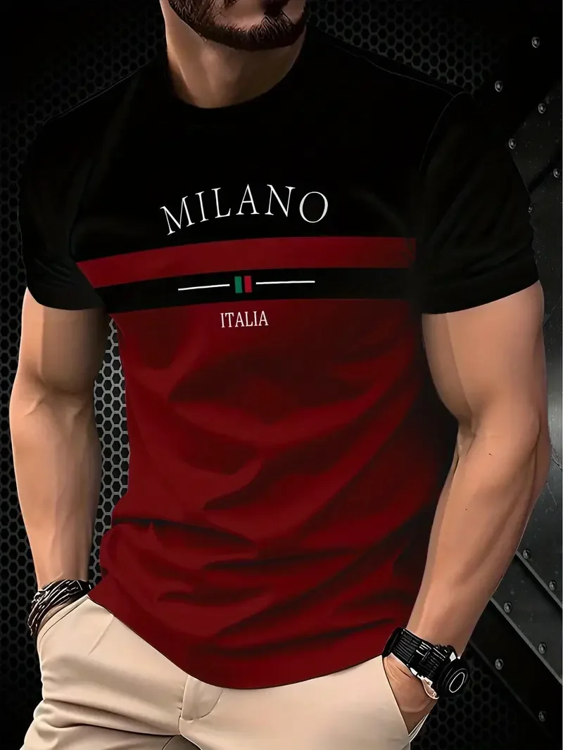 New Men's Fashion Light Luxury Trendy 3D Print Quick-Dry T-Shirt for Daily Wear, Soft and Breathable for Outdoor Activities