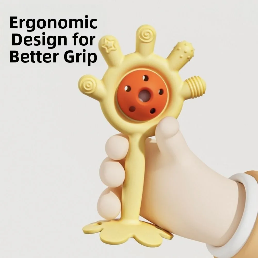 عالية الجودة سيليكون عضاضة لعبة BPA الحرة الرضع انتزاع هزة اليد جرس مهدئا الغذاء الصف التسنين ملحقات لعبة المضغ #4