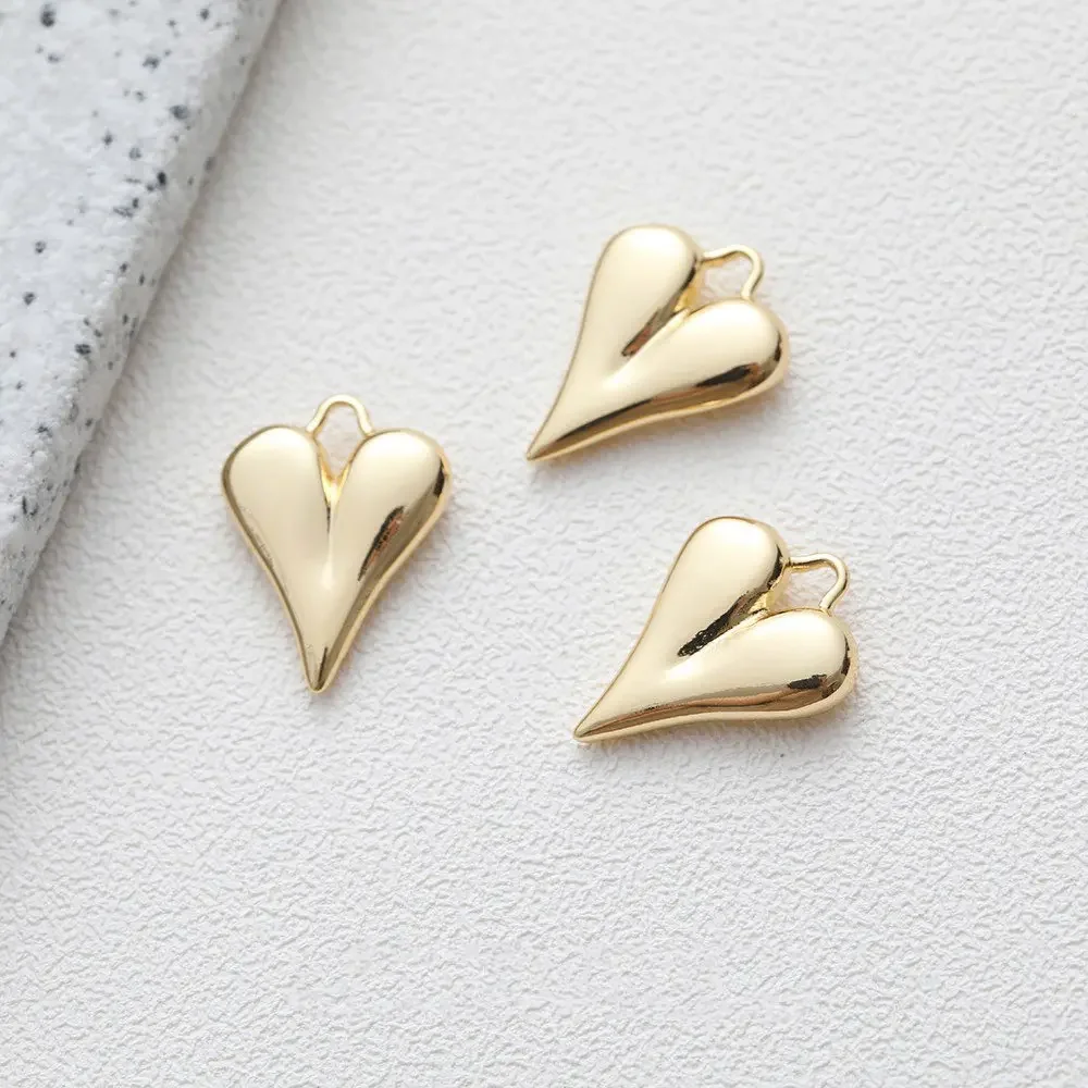 4PCS 14k Gold Plated Love Pendant for Jewelry Findings Necklace Diy Earrings Supplies Hand Made Copper Accessories