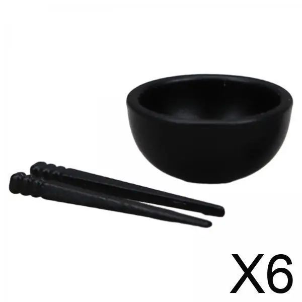 

Посуда для кукольного домика, миниатюрные миски из сплава, палочки для еды, набор кухонных принадлежностей для декора кукольного дома 1/12