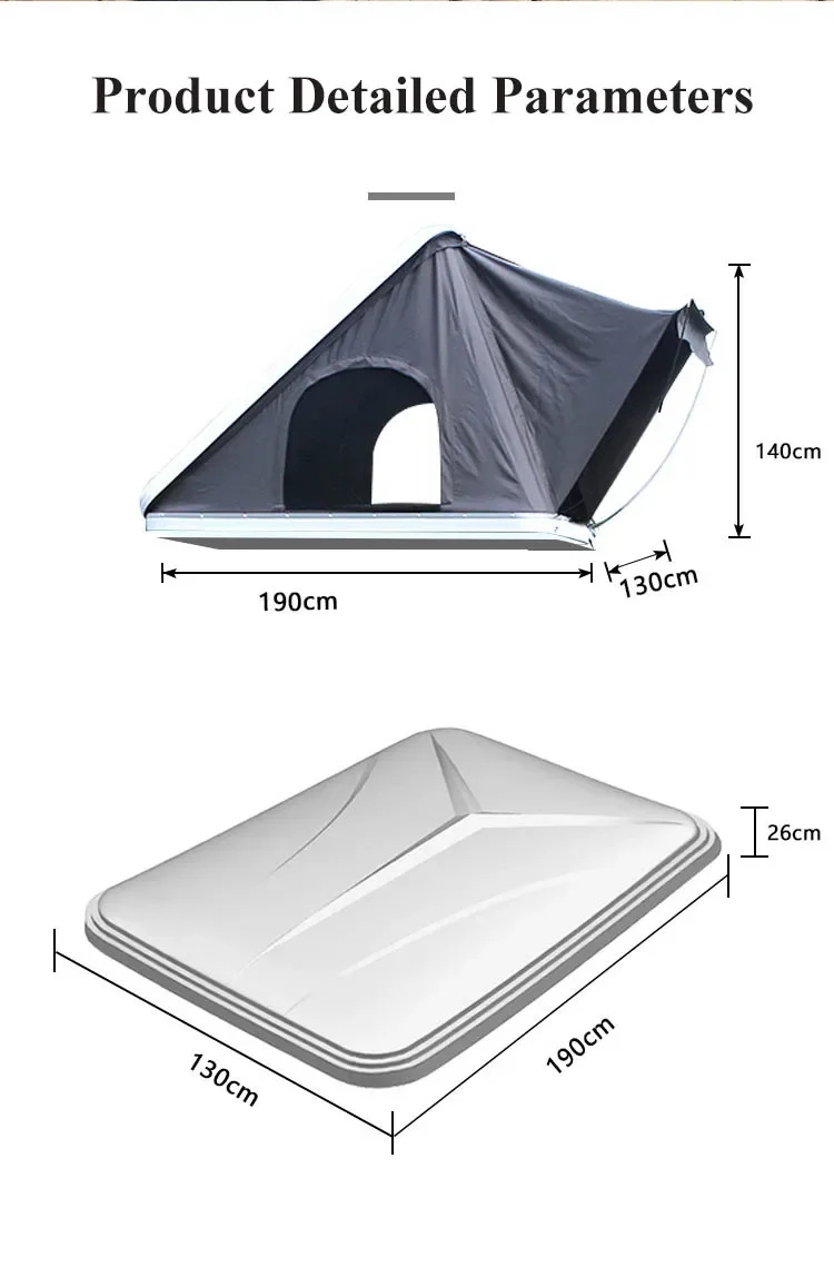 

Outdoor Car Roof Tent ABS Triangle Double Self-driving Tour Camping Hard Shell